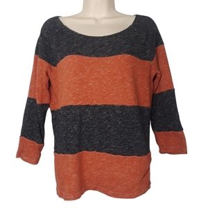 LUCKY LOTUS Orange Stripe Print Sweater Top Small